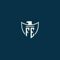 fe eerste monogram logo voor schild met adelaar beeld vector ontwerp