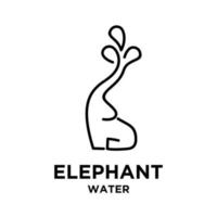 eenvoudige songkran olifant met water vector pictogram zwarte lijn logo illustratie ontwerp geïsoleerde achtergrond