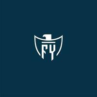 fy eerste monogram logo voor schild met adelaar beeld vector ontwerp