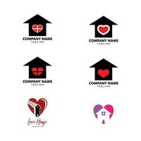 reeks van liefde huis icoon vector logo sjabloon illustratie ontwerp