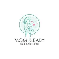 mam en baby logo ontwerp illustratie met modern creatief concept premie vector