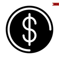 geld in knop glyph icoon vector