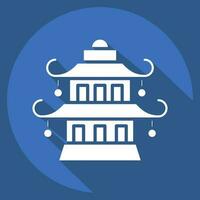 icoon pagode. verwant naar Chinese nieuw jaar symbool. lang schaduw stijl. gemakkelijk ontwerp bewerkbare vector