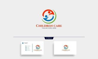 kinderen zorg babyverzorging logo sjabloon vector illustratie pictogram elementen met visitekaartje vector