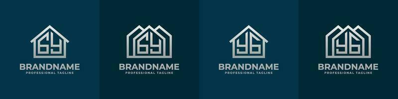 brief gy en ja huis logo set. geschikt voor ieder bedrijf verwant naar huis, echt landgoed, bouw, interieur met gy of ja initialen. vector