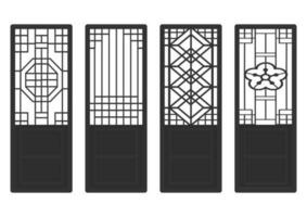 traditionele Koreaanse ornament frame patroon. set van deur en raam antieke decoratie kunst. silhouet vector illustration.laser gesneden paneel.