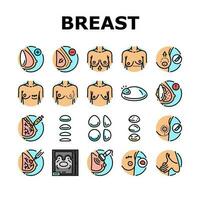 borst chirurgie lichaam vrouw plastic pictogrammen reeks vector