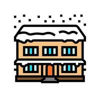 sneeuw gedekt huis winter seizoen kleur icoon vector illustratie