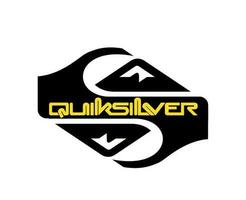 quiksilver merk symbool kleren met naam zwart en geel logo ontwerp icoon abstract vector illustratie