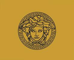 versace merk symbool zwart logo kleren ontwerp icoon abstract vector illustratie met bruin achtergrond