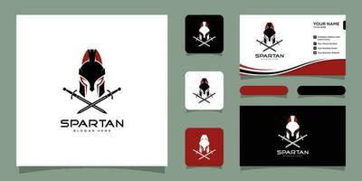 spartaans logo vector spartaans helm hoofd bescherming en bedrijf kaart premie vector