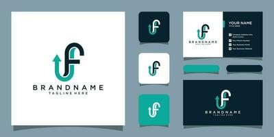 eerste brief uf of fu logo icoon ontwerp met bedrijf kaart ontwerp premie vector