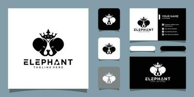 olifant logo icoon illustratie met bedrijf kaart ontwerp premie vector