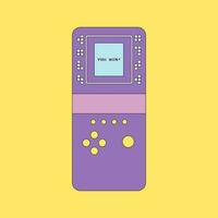 retro elektronisch speelgoed- Tetris van de jaren 80, 90s productie. handheld spel troosten. vector retro kleurrijk illustratie