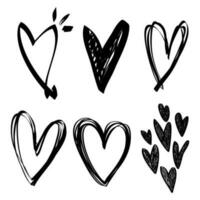 tekening harten Aan set. hand- getrokken hart. liefde symbool. vector illustratie