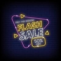 flash verkoop neonreclames stijl tekst vector