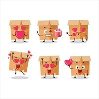 kantoor dozen tekenfilm karakter met liefde schattig emoticon vector