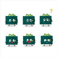 tekenfilm karakter van groen portemonnee met wat uitdrukking vector