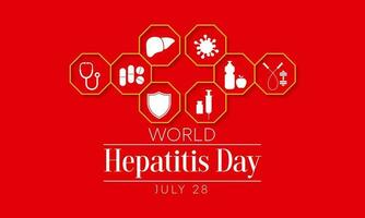 wereld hepatitis dag is opgemerkt elke jaar Aan juli 28, wanneer de lever is ontstoken of beschadigd, haar functie kan worden getroffen en zeker medisch voorwaarden kan oorzaak hepatitis. vector illustratie