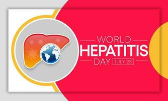 wereld hepatitis dag is opgemerkt elke jaar Aan juli 28, wanneer de lever is ontstoken of beschadigd, haar functie kan worden getroffen en zeker medisch voorwaarden kan oorzaak hepatitis. vector illustratie