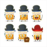 tekenfilm karakter van wit honing pot met divers piraten emoticons vector