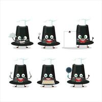 tekenfilm karakter van zwart pelgrims hoed met divers chef emoticons vector