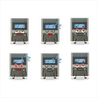 tekenfilm karakter van Geldautomaat machine met slaperig uitdrukking vector