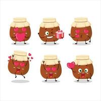 bruin honing pot tekenfilm karakter met liefde schattig emoticon vector
