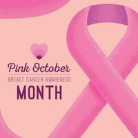 oktober roos borst kanker lint vector