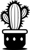 cactus - zwart en wit geïsoleerd icoon - vector illustratie