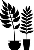 planten - zwart en wit geïsoleerd icoon - vector illustratie