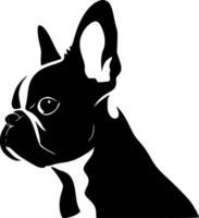 Frans bulldog - zwart en wit geïsoleerd icoon - vector illustratie