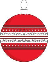 gestreept filigraan Kerstmis snuisterij rood en wit icoon. vector