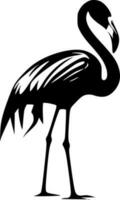 flamingo - zwart en wit geïsoleerd icoon - vector illustratie