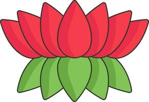 bloeiend rood lotus bloem icoon in vlak stijl. vector