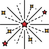 barsten vuurwerk sterren vlak icoon in geel en rood kleur. vector