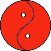 yin yang symbool of icoon in rood kleur. vector
