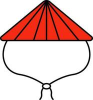 rood conisch hoed icoon in rood kleur. vector