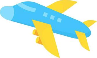 blauw en geel vliegtuig icoon in vlak stijl. vector