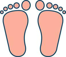 geïsoleerd baby voetafdruk icoon in perzik kleur. vector