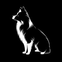 grens collie - zwart en wit geïsoleerd icoon - vector illustratie