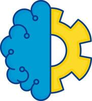 vlak hersenen instelling icoon in blauw en geel kleur. vector