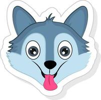 sticker stijl blauw schattig wolf gezicht tegen pastel olijf- achtergrond. vector