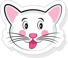 roze en wit schattig kat gezicht in sticker stijl. vector