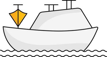 geel vlag met schip icoon in vlak stijl. vector