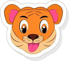 geïsoleerd schattig tijger gezicht element in sticker stijl. vector