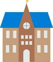 geïsoleerd school- gebouw icoon in blauw en bruin kleur. vector