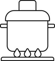 voedsel pot Aan gas- fornuis icoon in zwart lijn kunst. vector