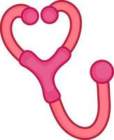 roze illustratie van stethoscoop vlak icoon. vector