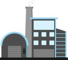 grijs en blauw fabriek of industrie gebouw vlak icoon. vector